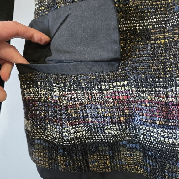 LIDA BADAY Designer Wool Tweed And Silk Jacket/ Blazer. Multicolour Knit. Size 2 - Picture 3 of 16